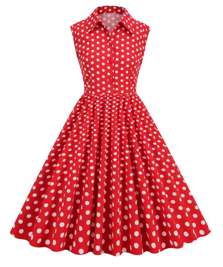 Robe Pin Up Rouge à Pois Blanc - Madame Vintage